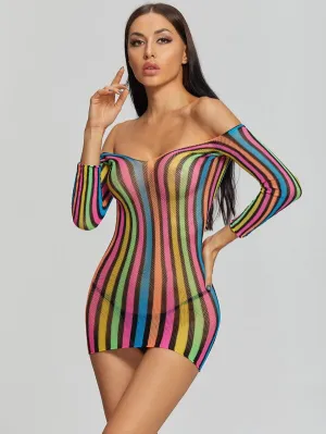 Colorful Sheer Lingerie Dress