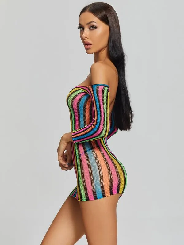 Colorful Sheer Lingerie Dress