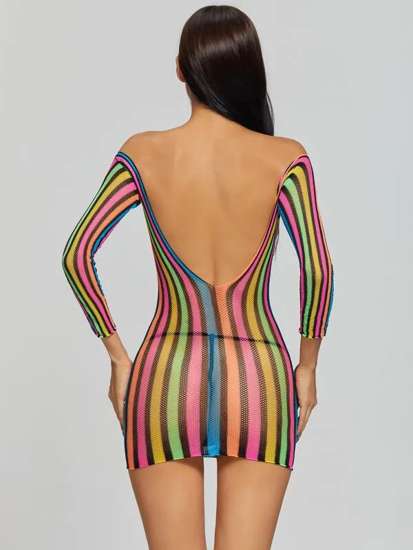 Colorful Sheer Lingerie Dress