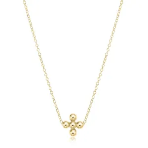 Cross 4mm Bead Necklace