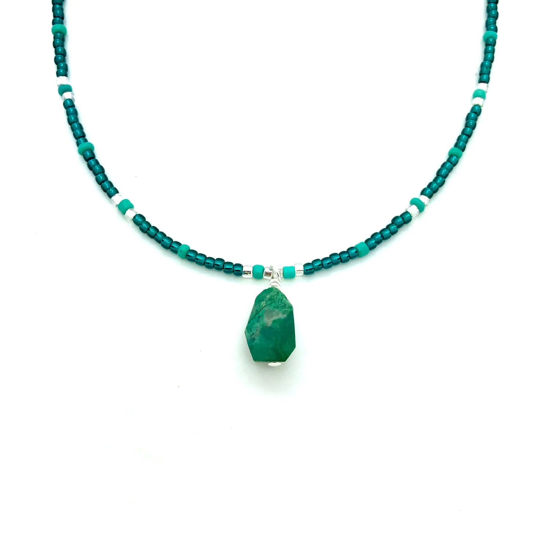 Crystacolla Beaded Pendant Necklace