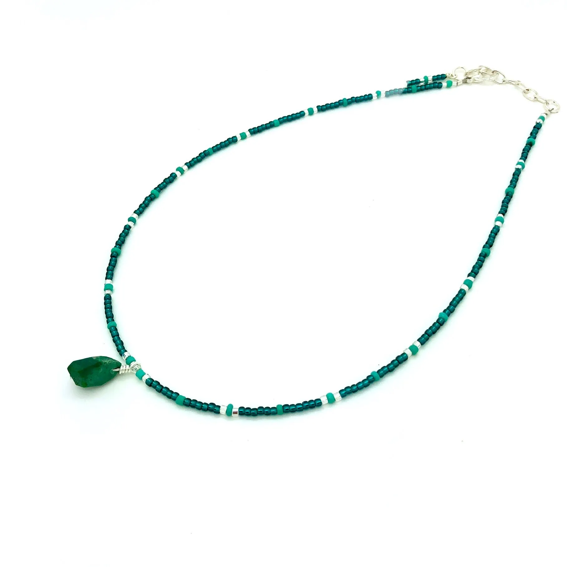 Crystacolla Beaded Pendant Necklace