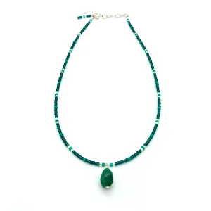Crystacolla Beaded Pendant Necklace