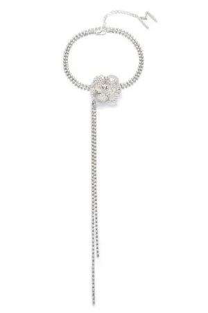 Crystal Flower Chain Choker | Silver