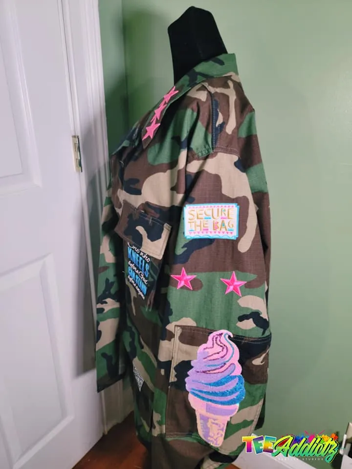 Custom Camouflage Jacket with Vinyl | Embroidered Patches