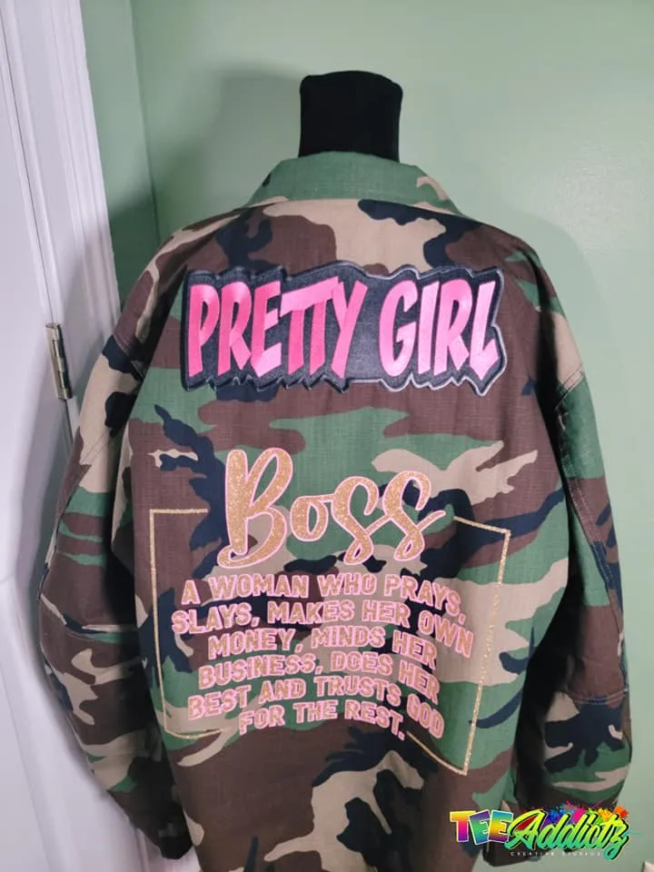 Custom Camouflage Jacket with Vinyl | Embroidered Patches