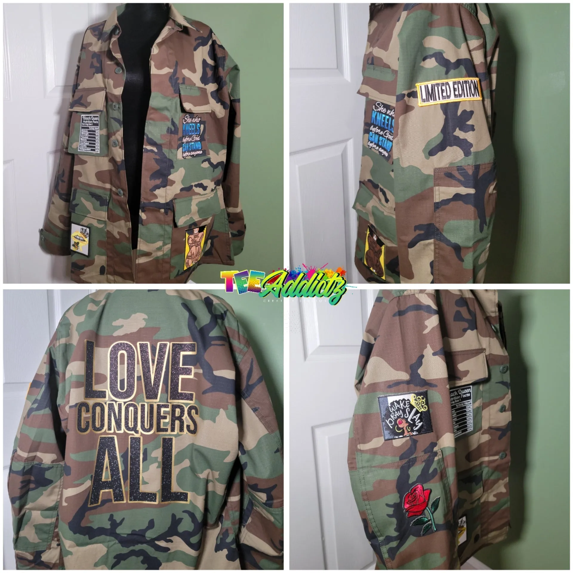 Custom Camouflage Jacket with Vinyl | Embroidered Patches
