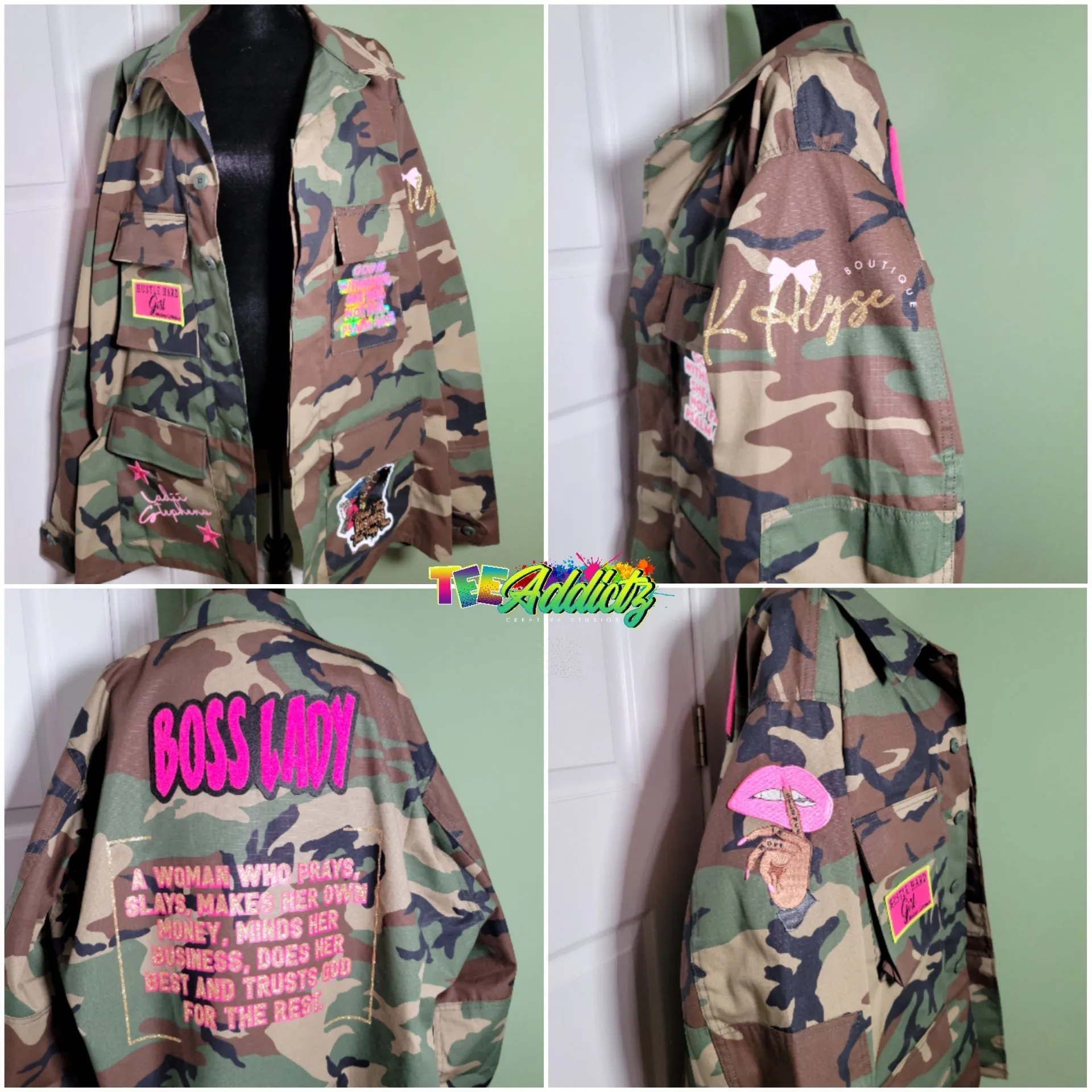 Custom Camouflage Jacket with Vinyl | Embroidered Patches