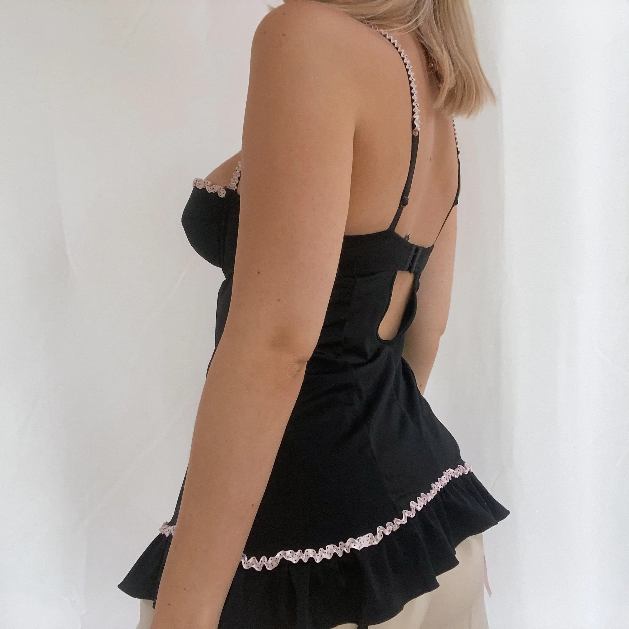 Cutesy Black and Pink Bustier