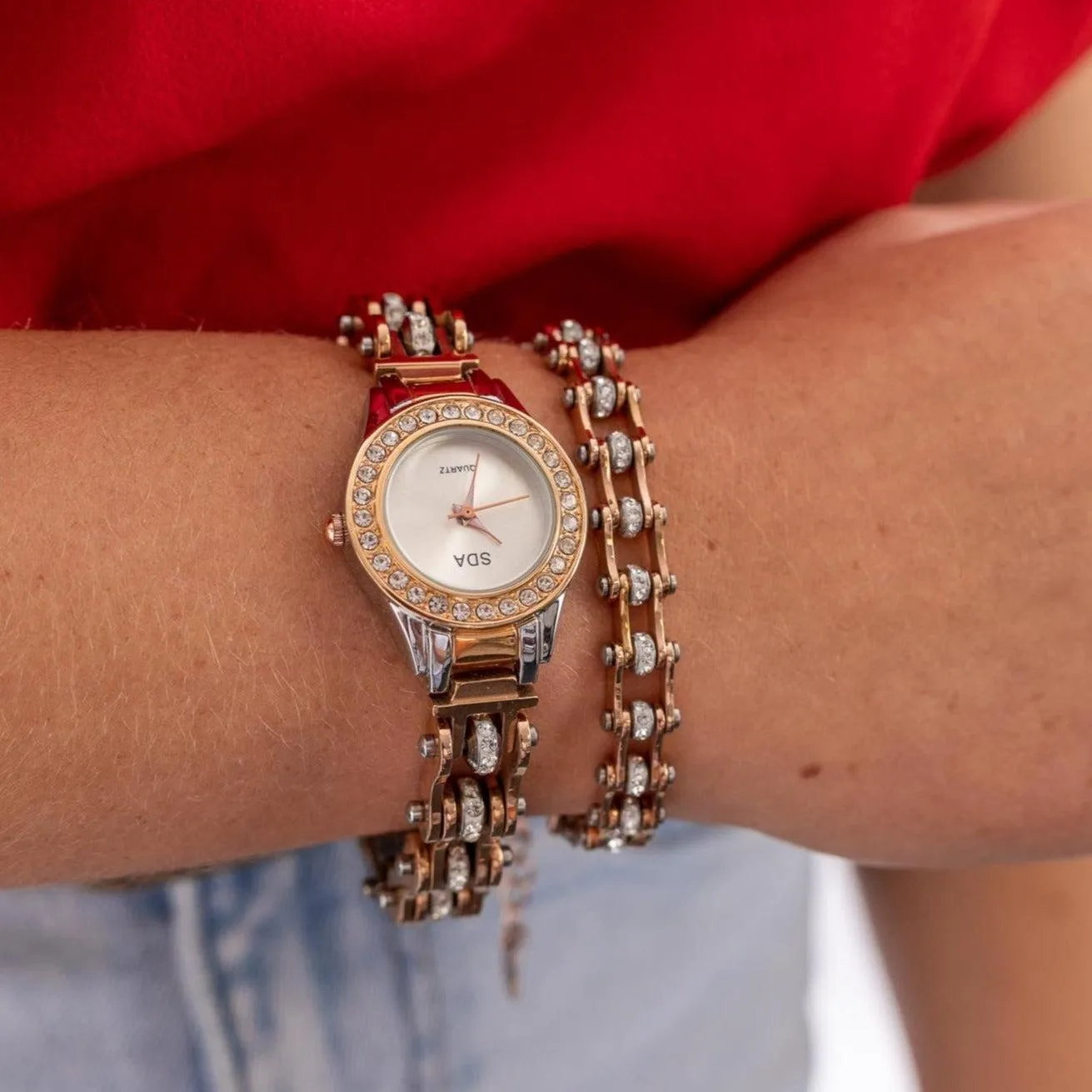 Cycolinks Crystal Quartz Bike Chain Watch