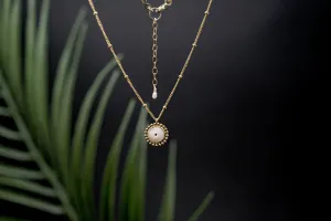Dainty Beaded Chain Puka Charm Necklace
