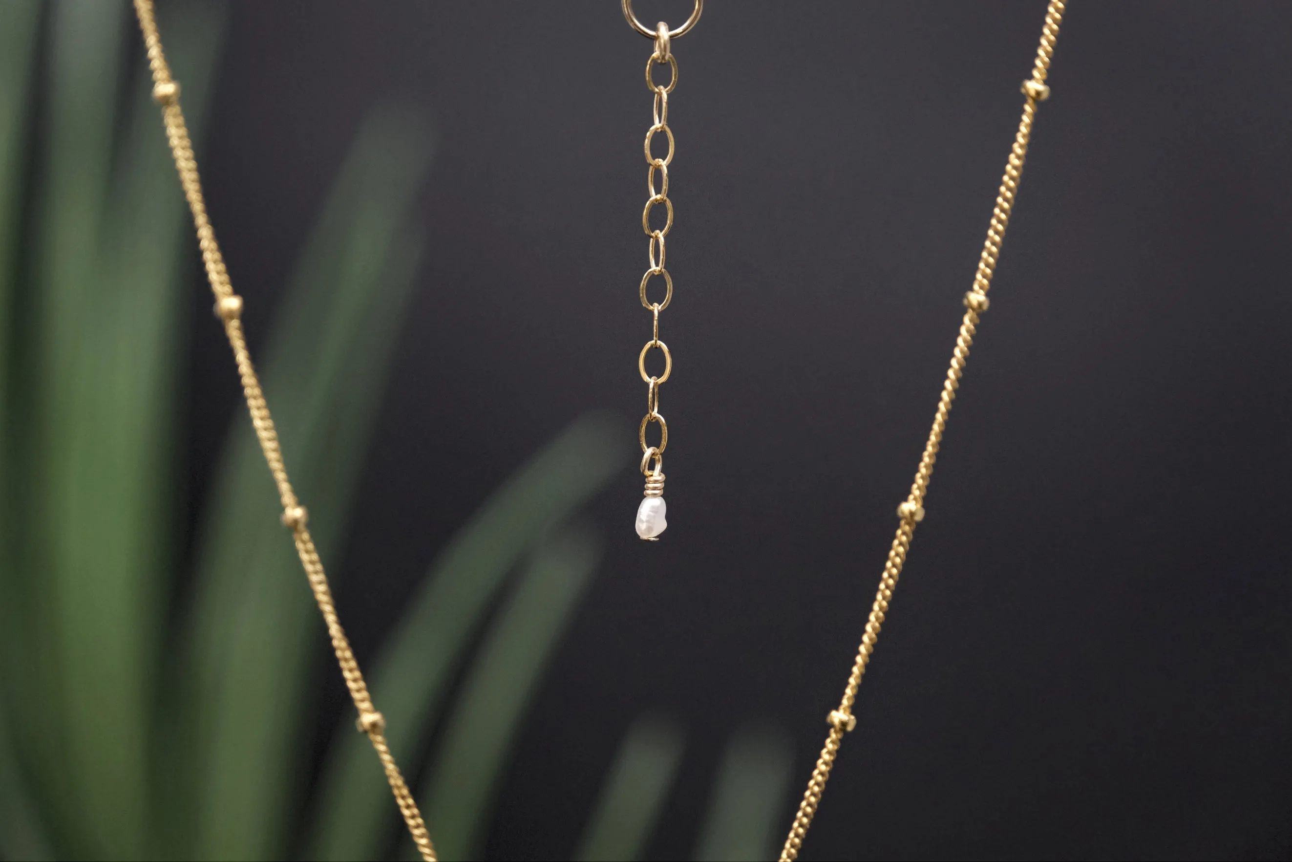 Dainty Beaded Chain Puka Charm Necklace
