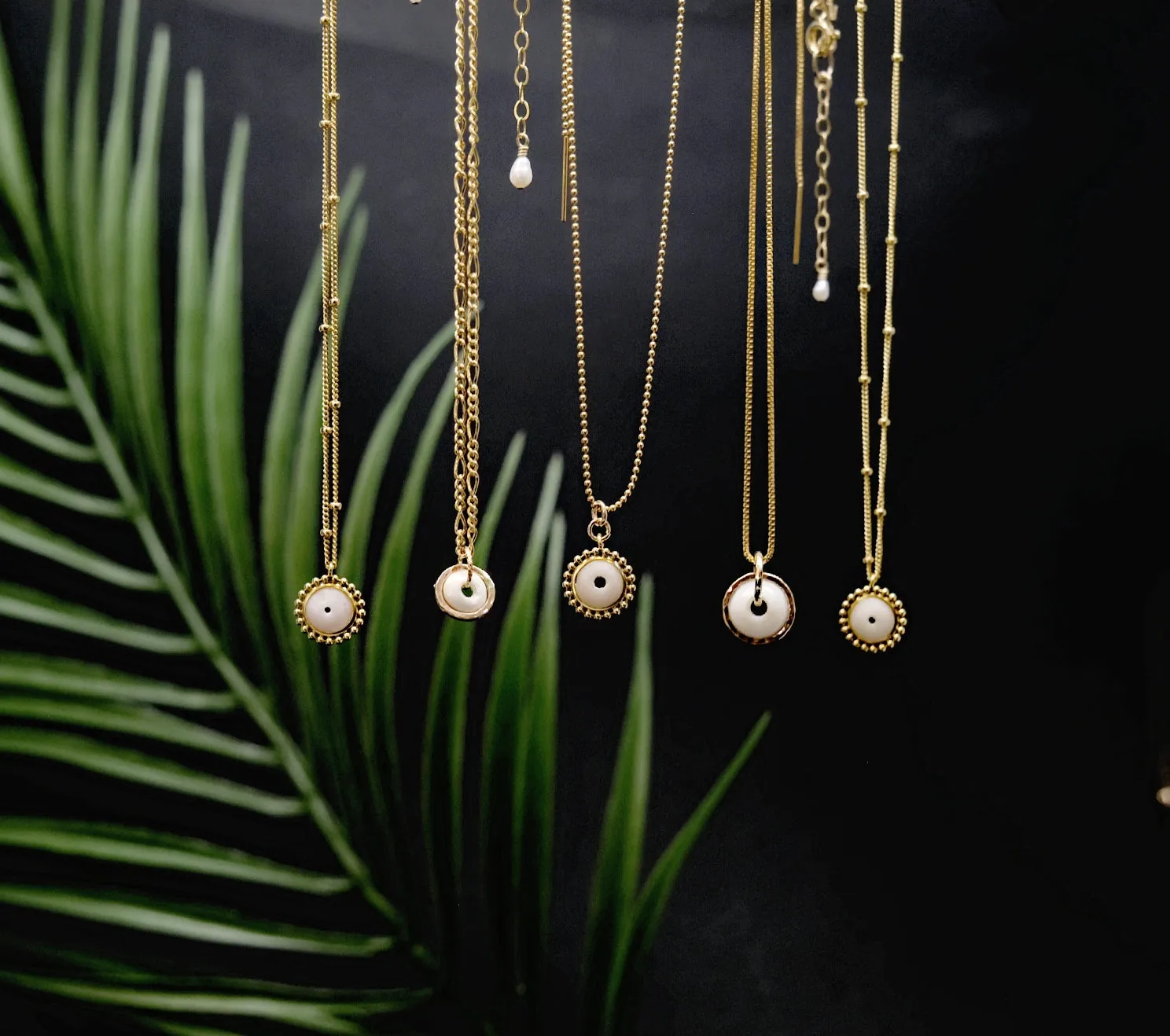 Dainty Beaded Chain Puka Charm Necklace