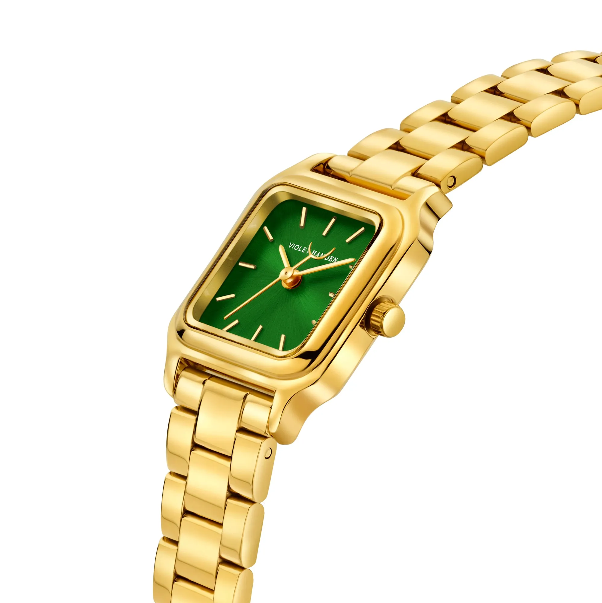 Dawn Base square ladies watch gold coloured and green