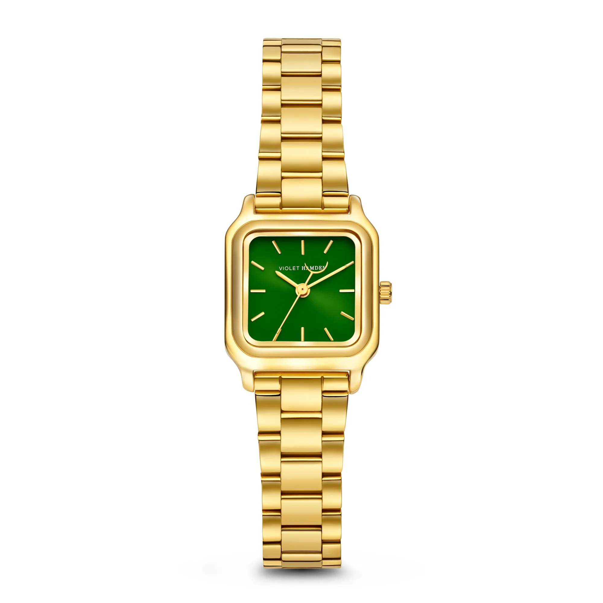 Dawn Base square ladies watch gold coloured and green