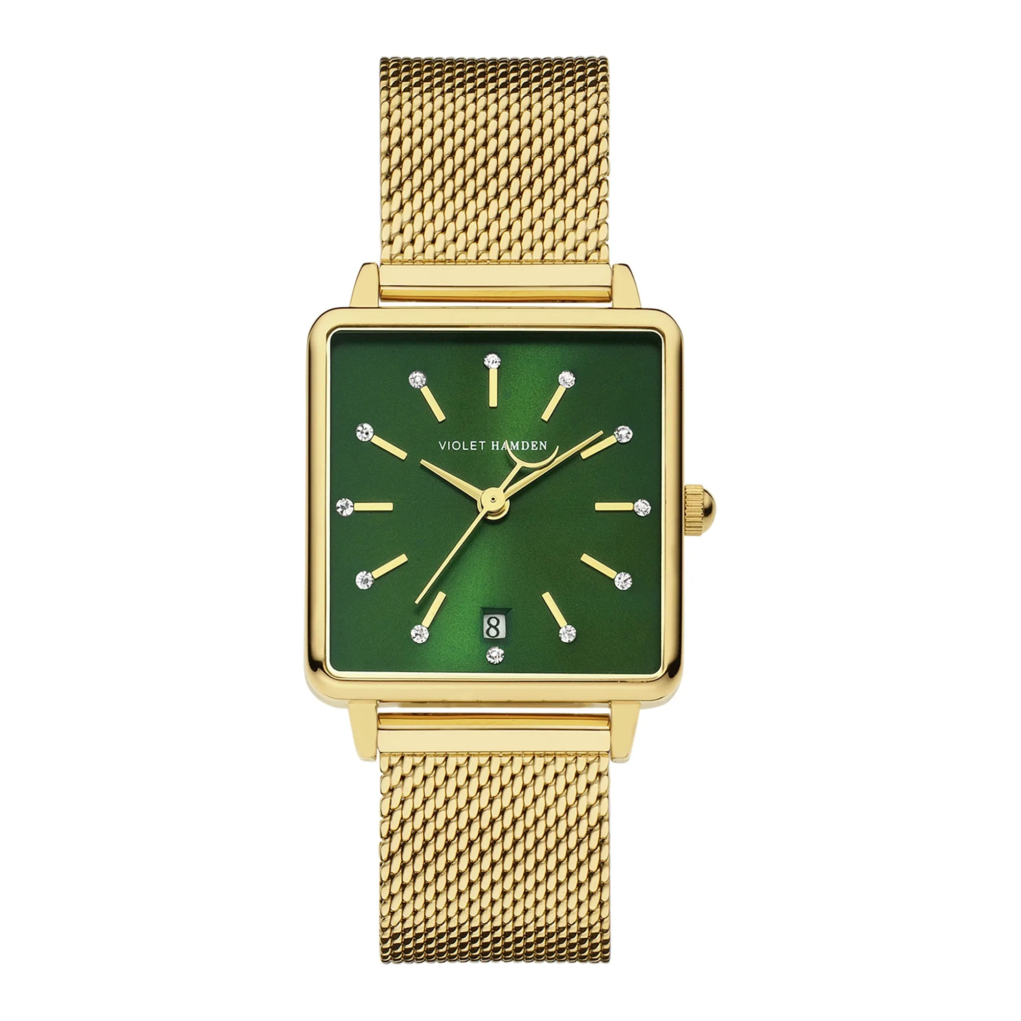 Dawn square ladies watch gold coloured and green