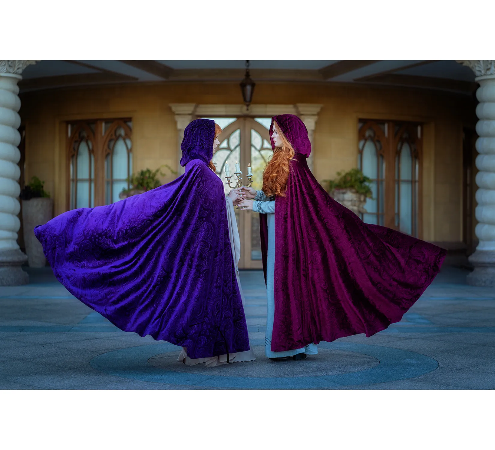 Deep purple velvet fantasy hooded cape