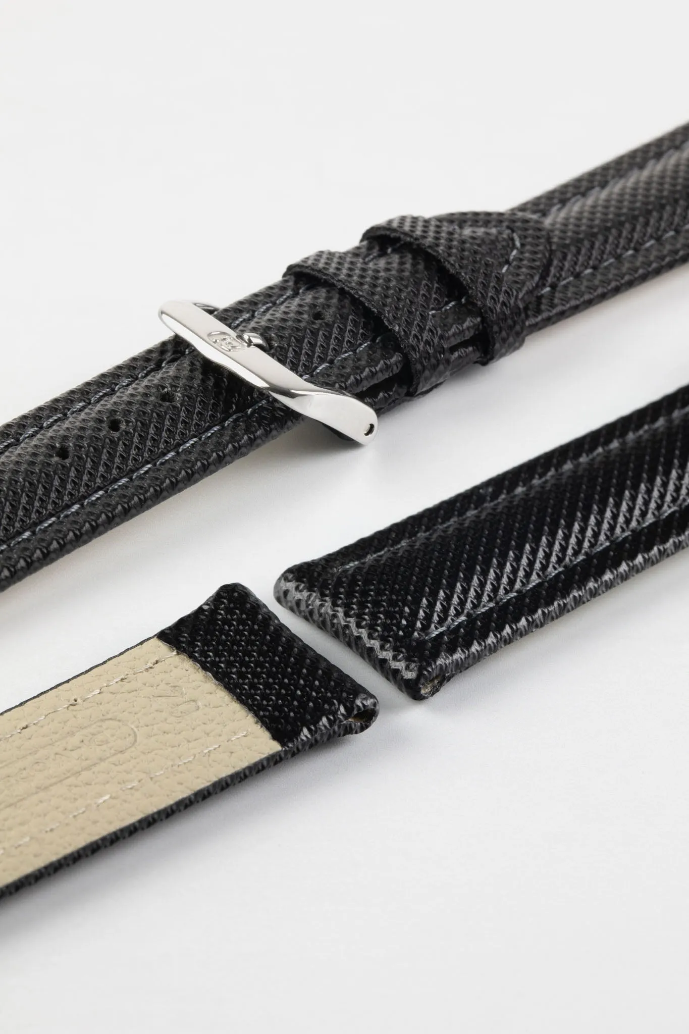 Di-Modell TRAVELLER PU Coated Nylon Waterproof Watch Strap in BLACK