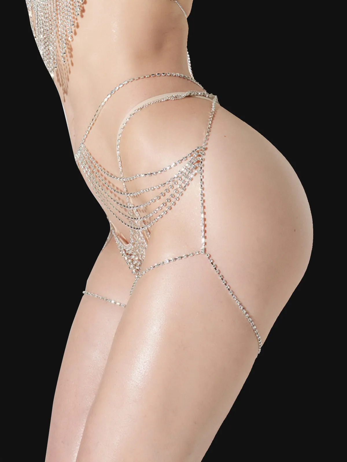 Diamond Rhinestone Drape Garter Belt