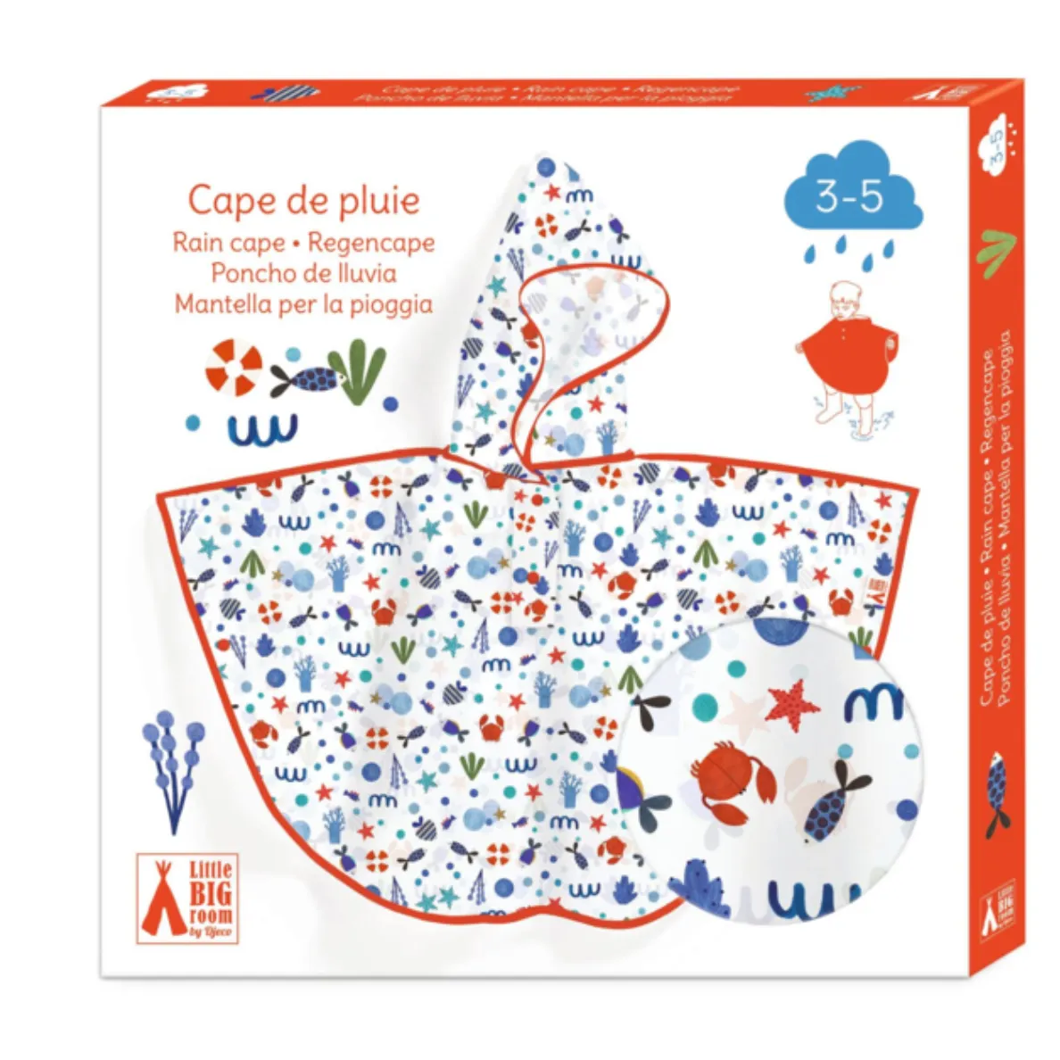 DJECO Cape de pluie - Rain Cape - Ocean