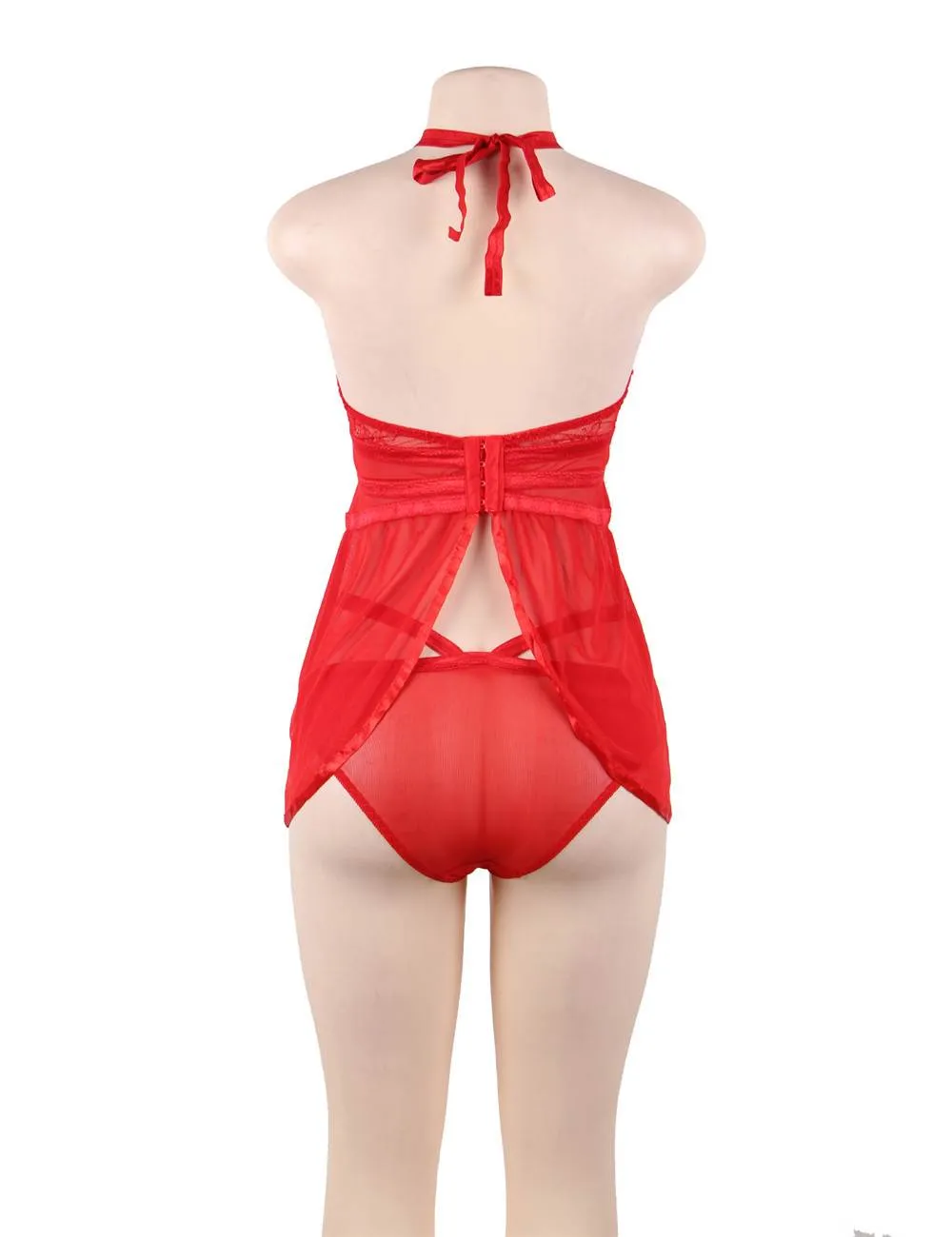 Elegant Red Lace backless Sexy Babydoll