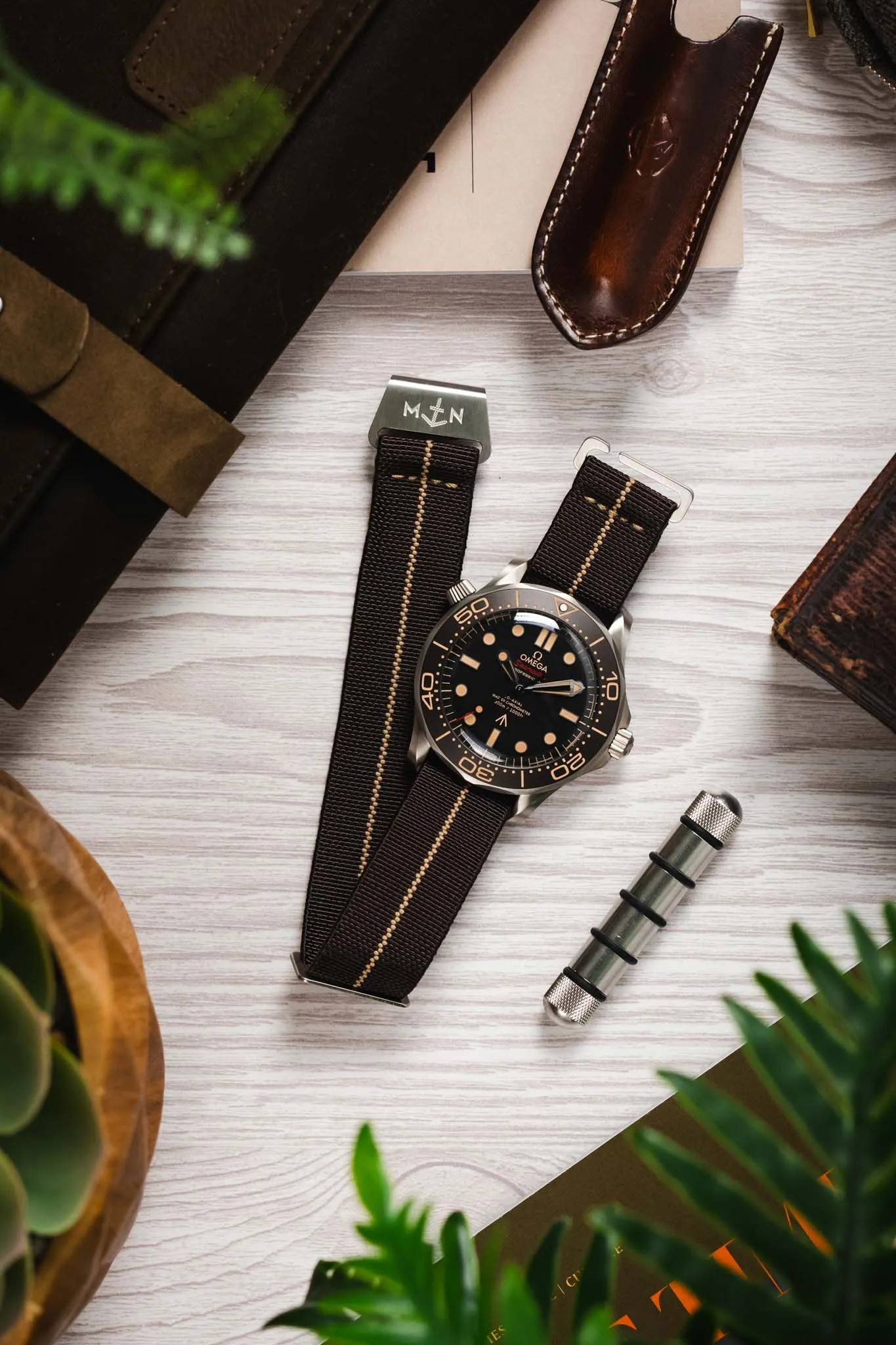 Erika's Originals HAVANA MN™ Strap with MOKKA Centerline - BRUSHED Hardware