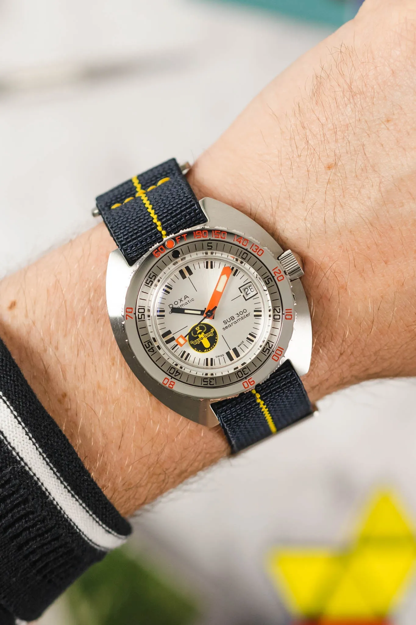 Erika's Originals TRIDENT MN™ Strap with YELLOW Centerline - BRUSHED Hardware