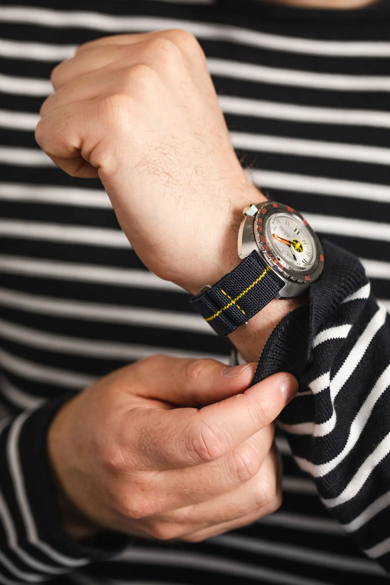 Erika's Originals TRIDENT MN™ Strap with YELLOW Centerline - BRUSHED Hardware