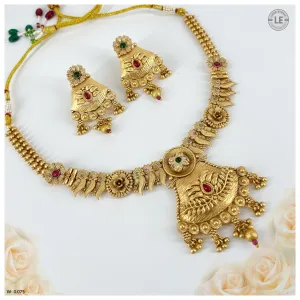 Exquisite Rajwadi Meenakari Gold Plated Necklace Set with Matching Earrings