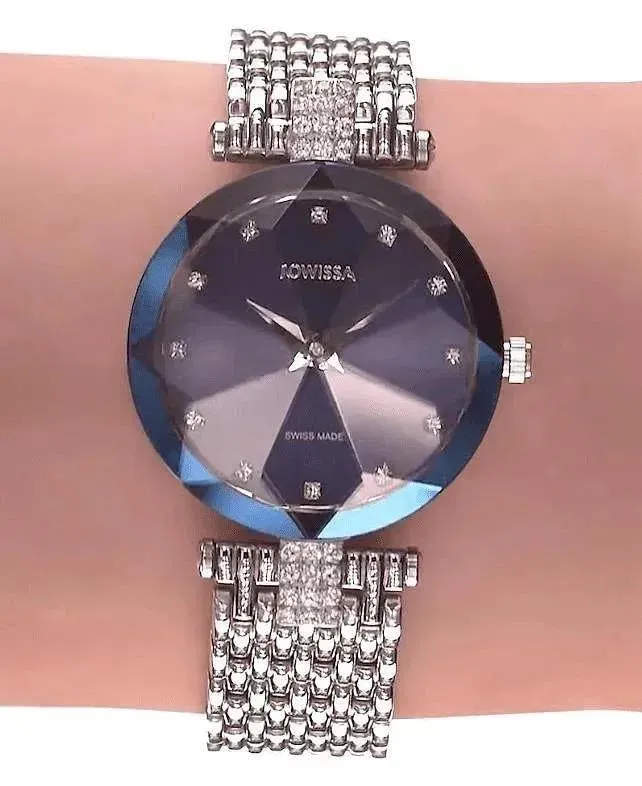 Facet Strass Swiss Ladies Watch Steel Blue J5.703.M