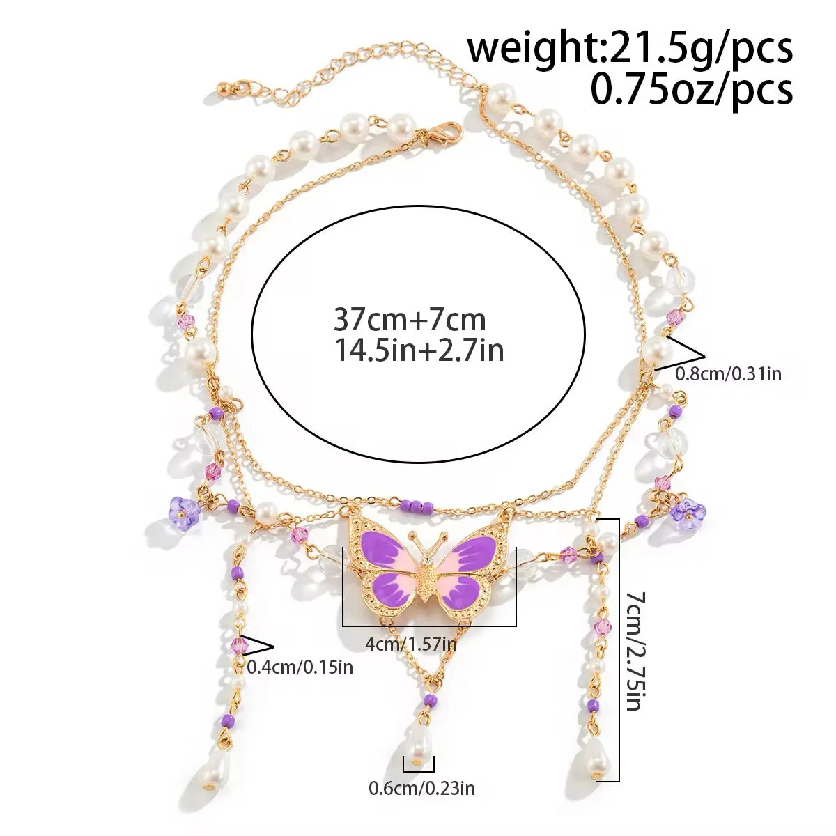 Fantasy Y2K Sweet Drip Oil Butterfly Tassel Pendant Choker Necklace