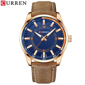 Fashion Brand Watch for Men Leather Strap Quartz Wristwatch