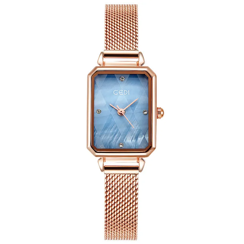Fashionable quartz retro square mesh belt waterproof women's Watch