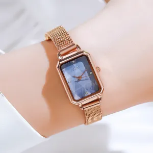 Fashionable quartz retro square mesh belt waterproof women's Watch