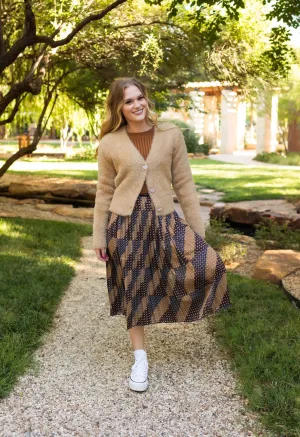 Faux Fur Cropped V-Neck Cardigan