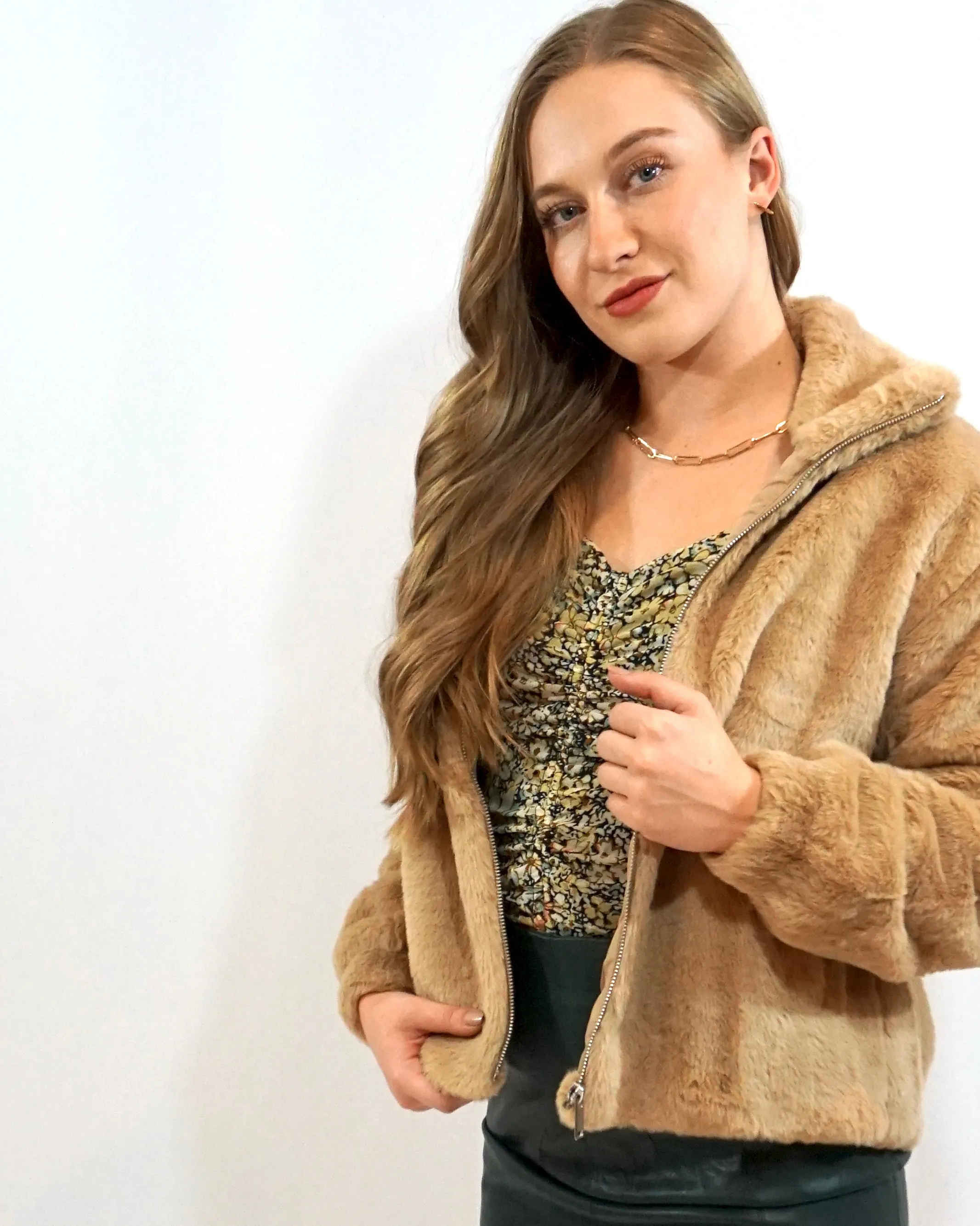 Faux Furry Jacket - Camel