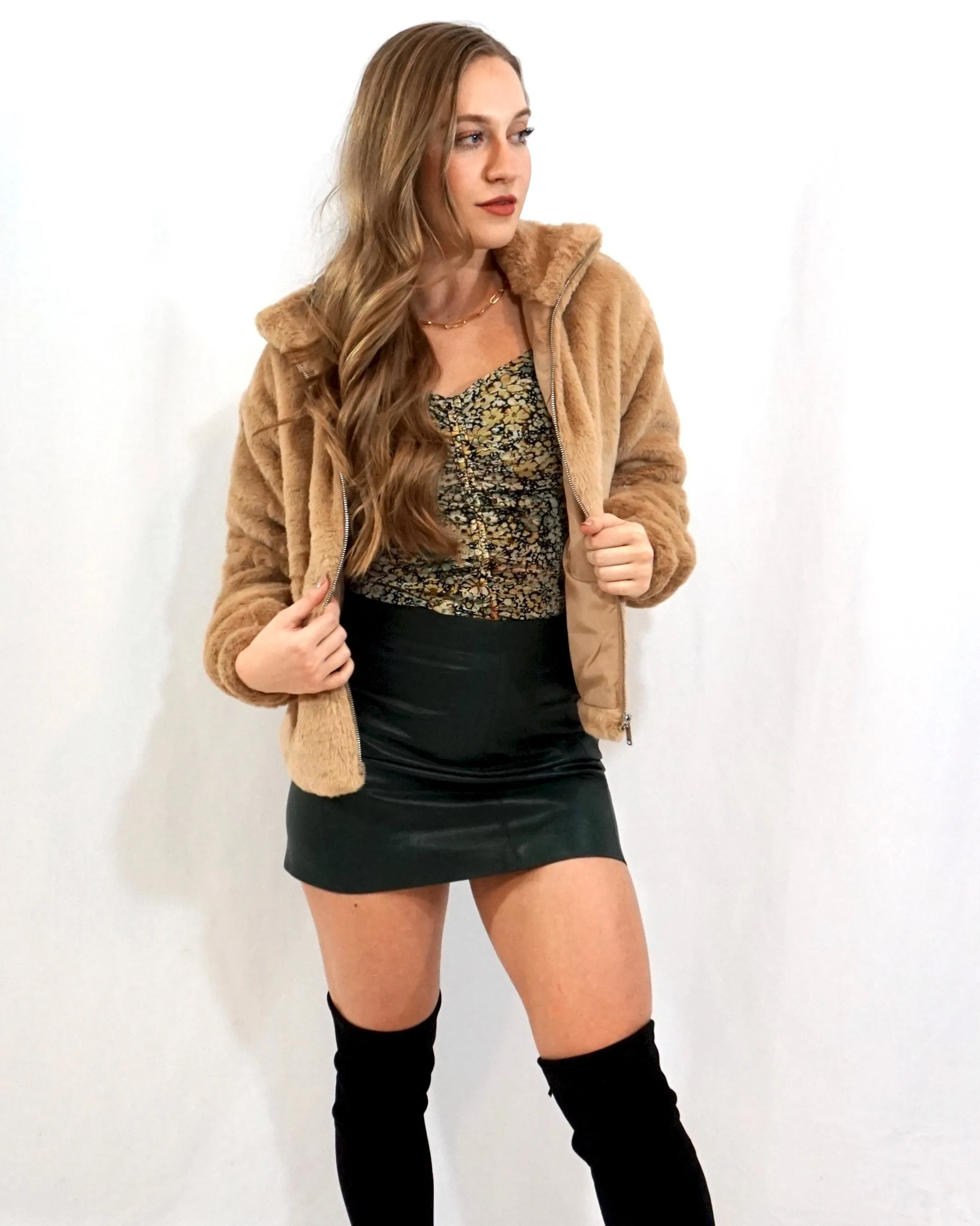 Faux Furry Jacket - Camel