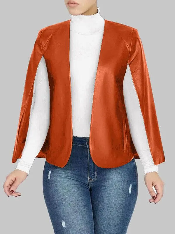 Faux Leather Cape Blazer