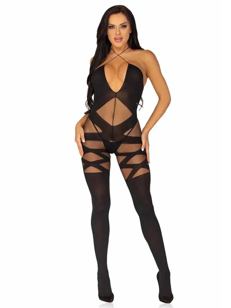 Feels Like Love Opaque Bodystocking - One Size -  Black