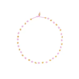 Flower Power Choker - Gold/Pink