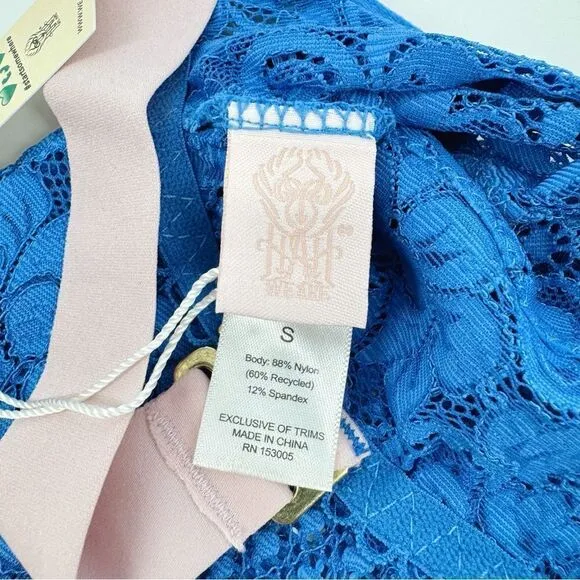 Free People x We Are HAH Bust A Move True Blue Lace Bustier Top S New