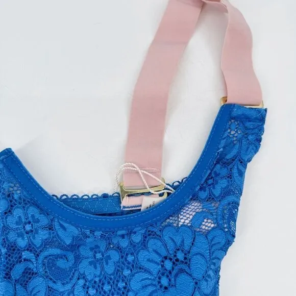 Free People x We Are HAH Bust A Move True Blue Lace Bustier Top S New