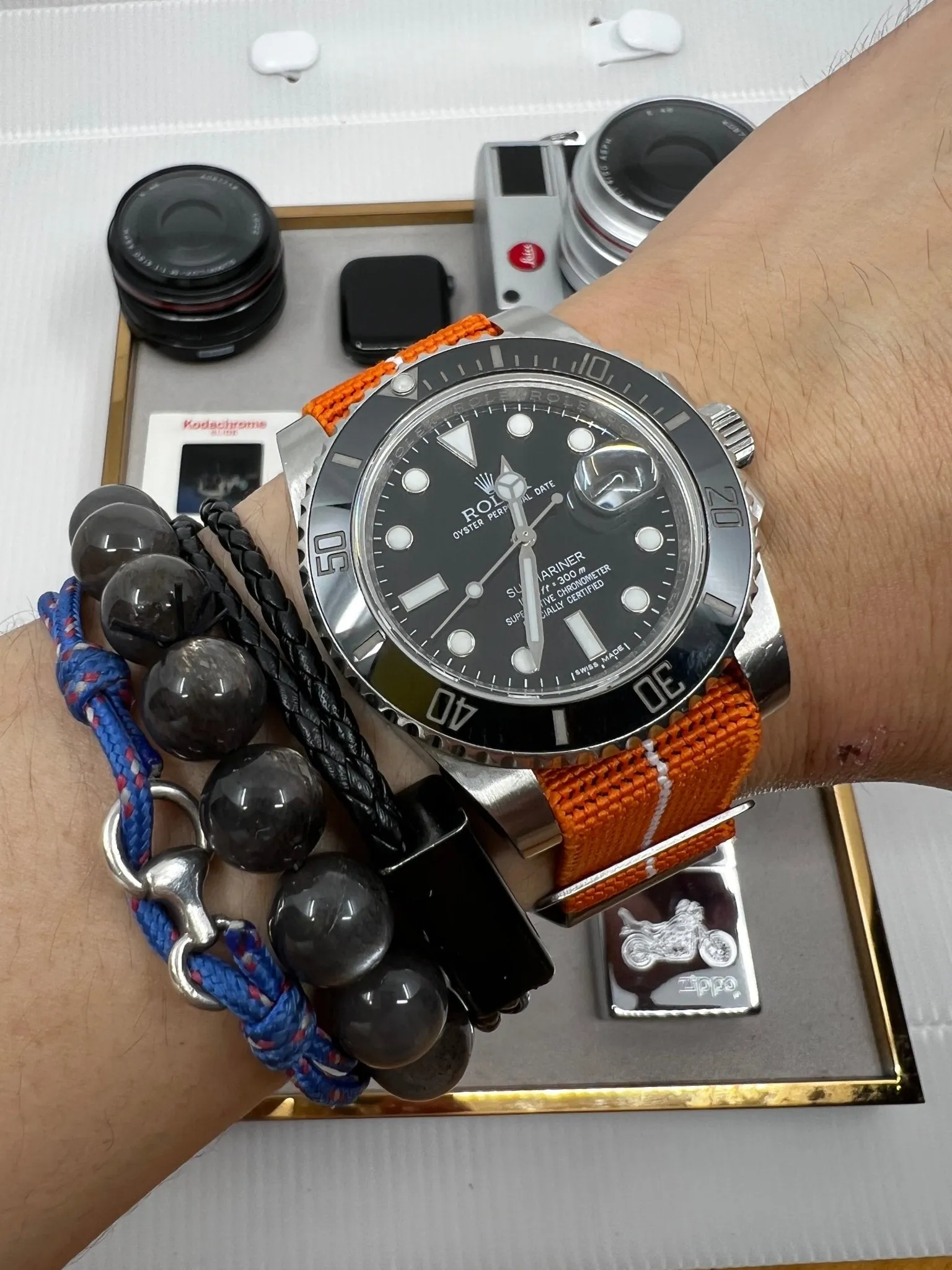 French Marine Nationale Military Style Wrist Watch Straps, Black, Orange, Army Green Watch Strap, Elastic Diver Watch Band in 18mm 20mm 22mm