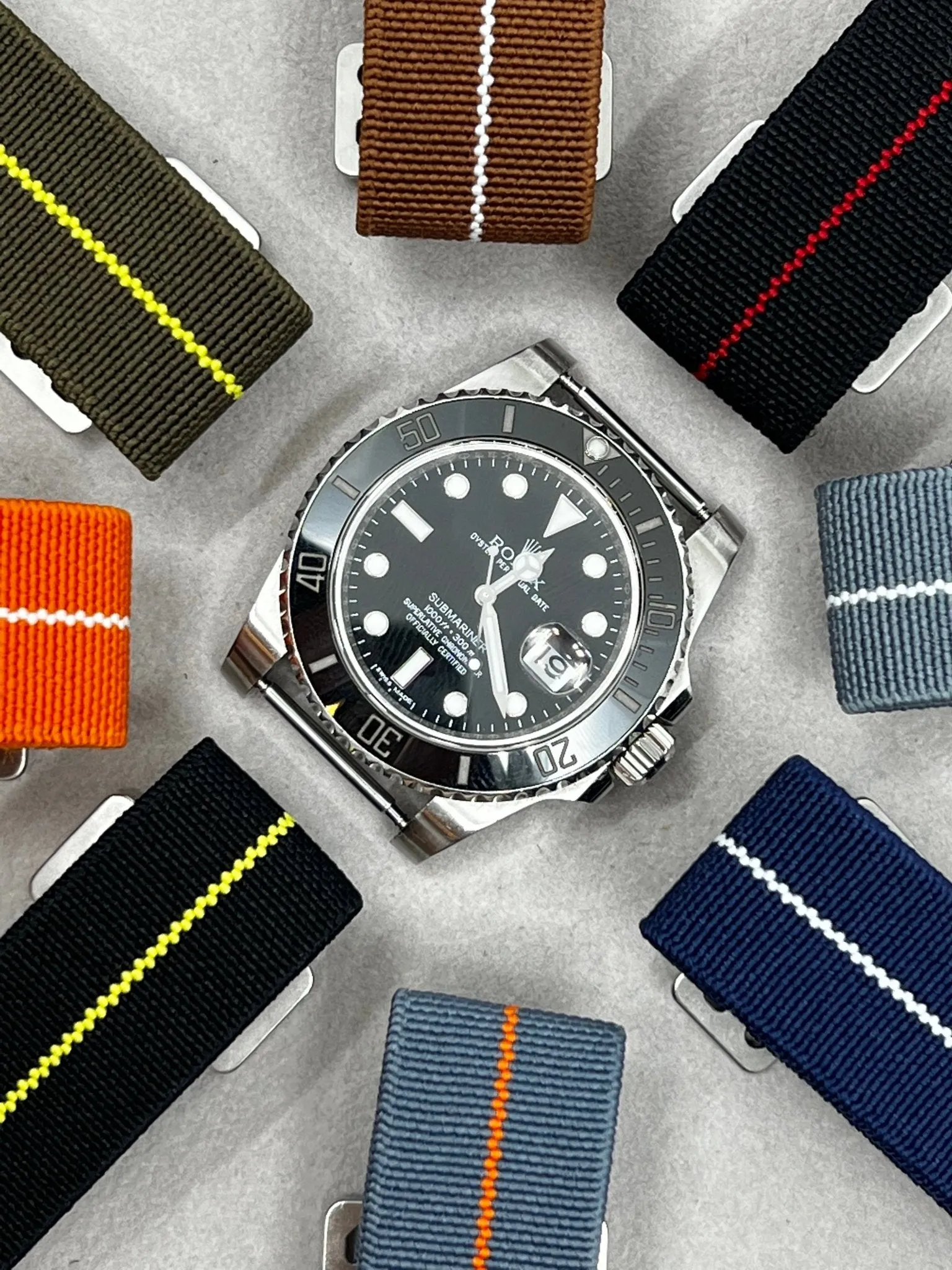 French Marine Nationale Military Style Wrist Watch Straps, Black, Orange, Army Green Watch Strap, Elastic Diver Watch Band in 18mm 20mm 22mm