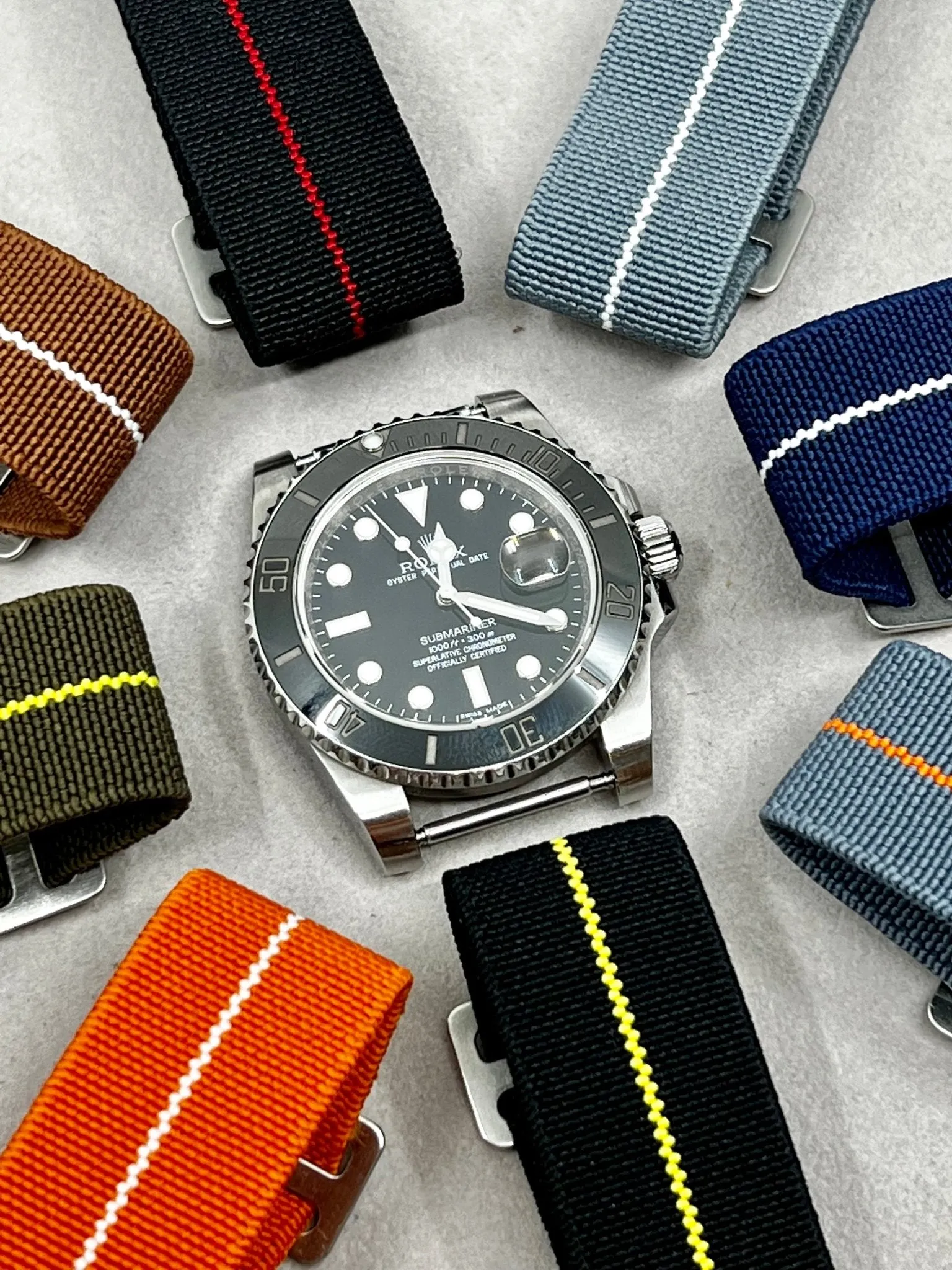 French Marine Nationale Military Style Wrist Watch Straps, Black, Orange, Army Green Watch Strap, Elastic Diver Watch Band in 18mm 20mm 22mm