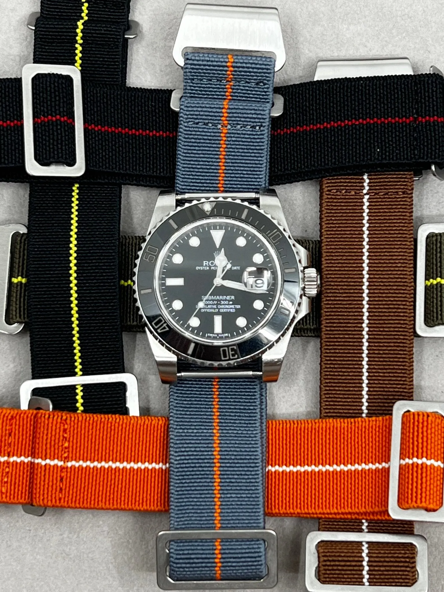 French Marine Nationale Military Style Wrist Watch Straps, Black, Orange, Army Green Watch Strap, Elastic Diver Watch Band in 18mm 20mm 22mm