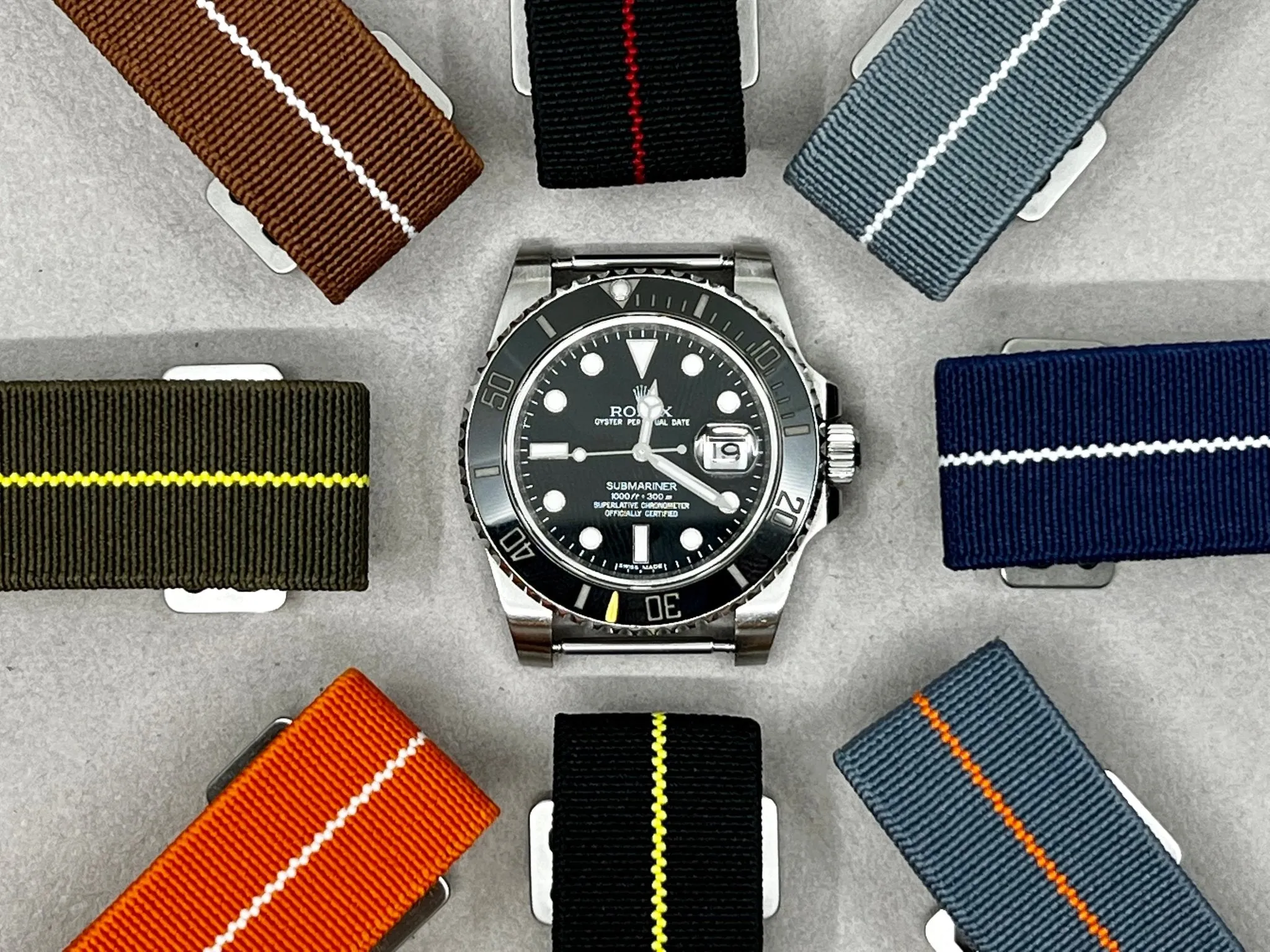 French Marine Nationale Military Style Wrist Watch Straps, Black, Orange, Army Green Watch Strap, Elastic Diver Watch Band in 18mm 20mm 22mm
