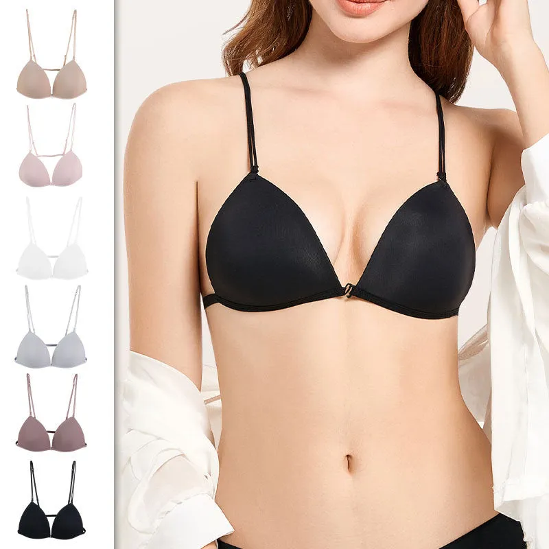 French Style Triangle Bra with Front Button