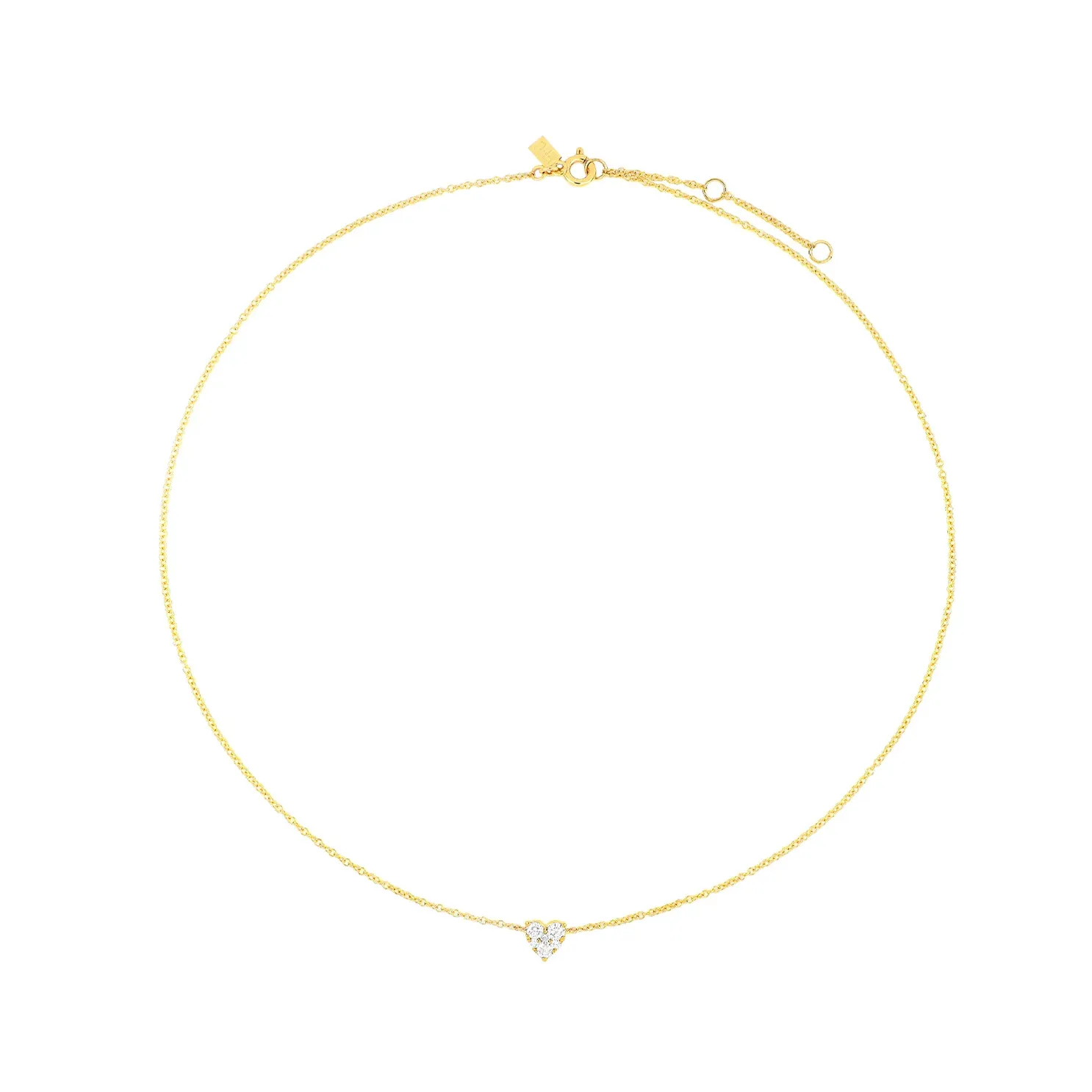 FULL CUT DIAMOND HEART CHOKER NECKLACE IN GOLD