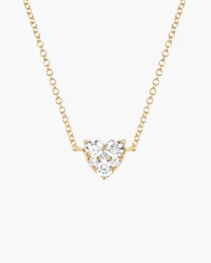 FULL CUT DIAMOND HEART CHOKER NECKLACE IN GOLD